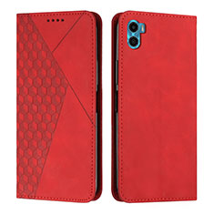 Coque Portefeuille Livre Cuir Etui Clapet Y02X pour Motorola Moto E32 India Rouge