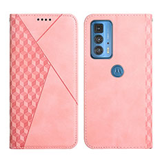 Coque Portefeuille Livre Cuir Etui Clapet Y02X pour Motorola Moto Edge 20 Pro 5G Or Rose