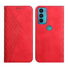 Coque Portefeuille Livre Cuir Etui Clapet Y02X pour Motorola Moto Edge Lite 5G Rouge