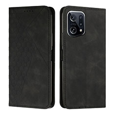 Coque Portefeuille Livre Cuir Etui Clapet Y02X pour Oppo Find X5 5G Noir