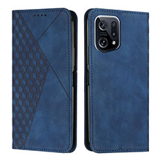 Coque Portefeuille Livre Cuir Etui Clapet Y02X pour Oppo Find X5 Pro 5G Bleu