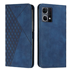 Coque Portefeuille Livre Cuir Etui Clapet Y02X pour Oppo Reno8 4G Bleu