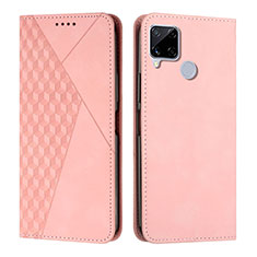 Coque Portefeuille Livre Cuir Etui Clapet Y02X pour Realme C12 Or Rose