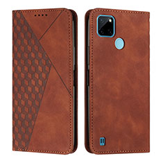 Coque Portefeuille Livre Cuir Etui Clapet Y02X pour Realme C25Y India Marron