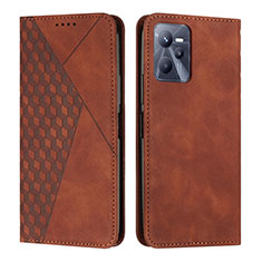 Coque Portefeuille Livre Cuir Etui Clapet Y02X pour Realme C35 Marron