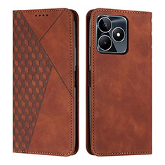 Coque Portefeuille Livre Cuir Etui Clapet Y02X pour Realme C51 Marron