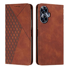 Coque Portefeuille Livre Cuir Etui Clapet Y02X pour Realme C55 Marron