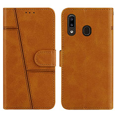 Coque Portefeuille Livre Cuir Etui Clapet Y02X pour Samsung Galaxy A20 Brun Clair