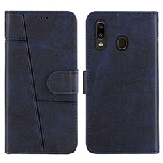 Coque Portefeuille Livre Cuir Etui Clapet Y02X pour Samsung Galaxy A30 Bleu