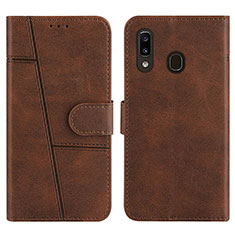 Coque Portefeuille Livre Cuir Etui Clapet Y02X pour Samsung Galaxy A30 Marron