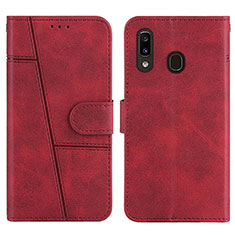 Coque Portefeuille Livre Cuir Etui Clapet Y02X pour Samsung Galaxy A30 Rouge