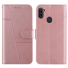 Coque Portefeuille Livre Cuir Etui Clapet Y02X pour Samsung Galaxy M11 Or Rose