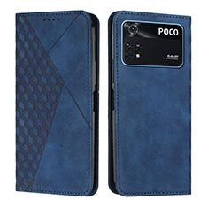 Coque Portefeuille Livre Cuir Etui Clapet Y02X pour Xiaomi Poco M4 Pro 4G Bleu