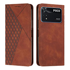 Coque Portefeuille Livre Cuir Etui Clapet Y02X pour Xiaomi Poco M4 Pro 4G Marron