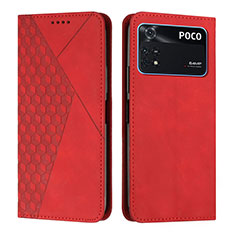 Coque Portefeuille Livre Cuir Etui Clapet Y02X pour Xiaomi Poco M4 Pro 4G Rouge