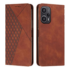 Coque Portefeuille Livre Cuir Etui Clapet Y02X pour Xiaomi Redmi Note 12 Turbo 5G Marron