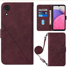 Coque Portefeuille Livre Cuir Etui Clapet Y03B pour Samsung Galaxy A03 Core Vin Rouge