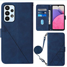 Coque Portefeuille Livre Cuir Etui Clapet Y03B pour Samsung Galaxy A73 5G Bleu