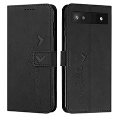 Coque Portefeuille Livre Cuir Etui Clapet Y03X pour Google Pixel 6a 5G Noir