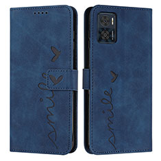 Coque Portefeuille Livre Cuir Etui Clapet Y03X pour Motorola Moto E22 Bleu