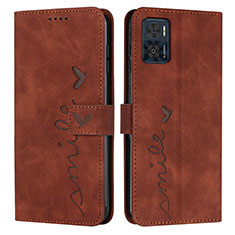 Coque Portefeuille Livre Cuir Etui Clapet Y03X pour Motorola Moto E22 Marron