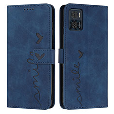 Coque Portefeuille Livre Cuir Etui Clapet Y03X pour Motorola Moto E22i Bleu