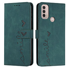 Coque Portefeuille Livre Cuir Etui Clapet Y03X pour Motorola Moto E30 Vert