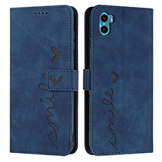 Coque Portefeuille Livre Cuir Etui Clapet Y03X pour Motorola Moto E32 India Bleu