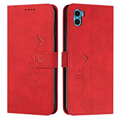 Coque Portefeuille Livre Cuir Etui Clapet Y03X pour Motorola Moto E32 India Rouge