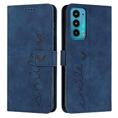 Coque Portefeuille Livre Cuir Etui Clapet Y03X pour Motorola Moto Edge 20 5G Bleu