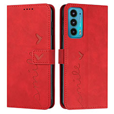 Coque Portefeuille Livre Cuir Etui Clapet Y03X pour Motorola Moto Edge 20 5G Rouge