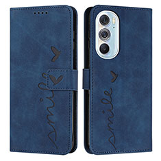 Coque Portefeuille Livre Cuir Etui Clapet Y03X pour Motorola Moto Edge 30 Pro 5G Bleu