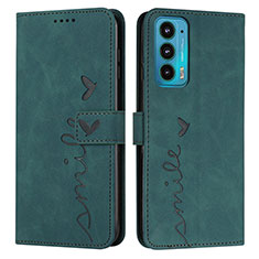 Coque Portefeuille Livre Cuir Etui Clapet Y03X pour Motorola Moto Edge Lite 5G Vert