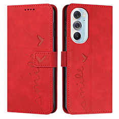 Coque Portefeuille Livre Cuir Etui Clapet Y03X pour Motorola Moto Edge X30 5G Rouge