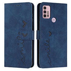 Coque Portefeuille Livre Cuir Etui Clapet Y03X pour Motorola Moto G30 Bleu