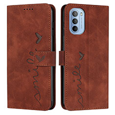 Coque Portefeuille Livre Cuir Etui Clapet Y03X pour Motorola Moto G51 5G Marron