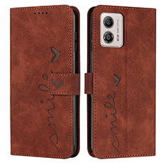 Coque Portefeuille Livre Cuir Etui Clapet Y03X pour Motorola Moto G53 5G Marron