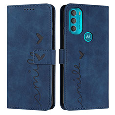 Coque Portefeuille Livre Cuir Etui Clapet Y03X pour Motorola Moto G71 5G Bleu