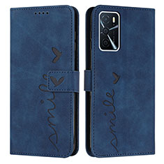 Coque Portefeuille Livre Cuir Etui Clapet Y03X pour Oppo A16 Bleu