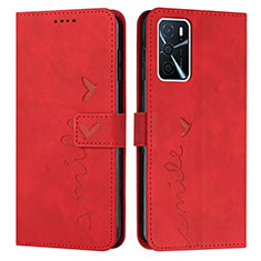 Coque Portefeuille Livre Cuir Etui Clapet Y03X pour Oppo A16 Rouge