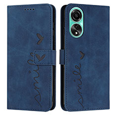 Coque Portefeuille Livre Cuir Etui Clapet Y03X pour Oppo A18 Bleu