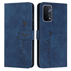 Coque Portefeuille Livre Cuir Etui Clapet Y03X pour Oppo A54 5G Bleu