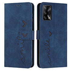 Coque Portefeuille Livre Cuir Etui Clapet Y03X pour Oppo A74 4G Bleu