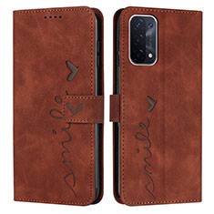 Coque Portefeuille Livre Cuir Etui Clapet Y03X pour Oppo A74 5G Marron