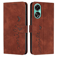 Coque Portefeuille Livre Cuir Etui Clapet Y03X pour Oppo A78 4G Marron