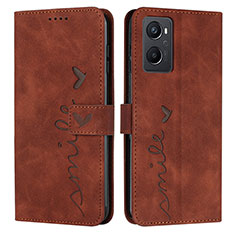 Coque Portefeuille Livre Cuir Etui Clapet Y03X pour Oppo A96 4G Marron