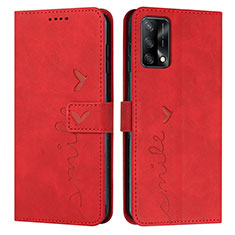 Coque Portefeuille Livre Cuir Etui Clapet Y03X pour Oppo F19 Rouge