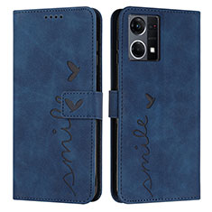 Coque Portefeuille Livre Cuir Etui Clapet Y03X pour Oppo F21 Pro 4G Bleu