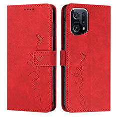 Coque Portefeuille Livre Cuir Etui Clapet Y03X pour Oppo Find X5 5G Rouge