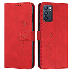 Coque Portefeuille Livre Cuir Etui Clapet Y03X pour Oppo Reno6 5G Rouge